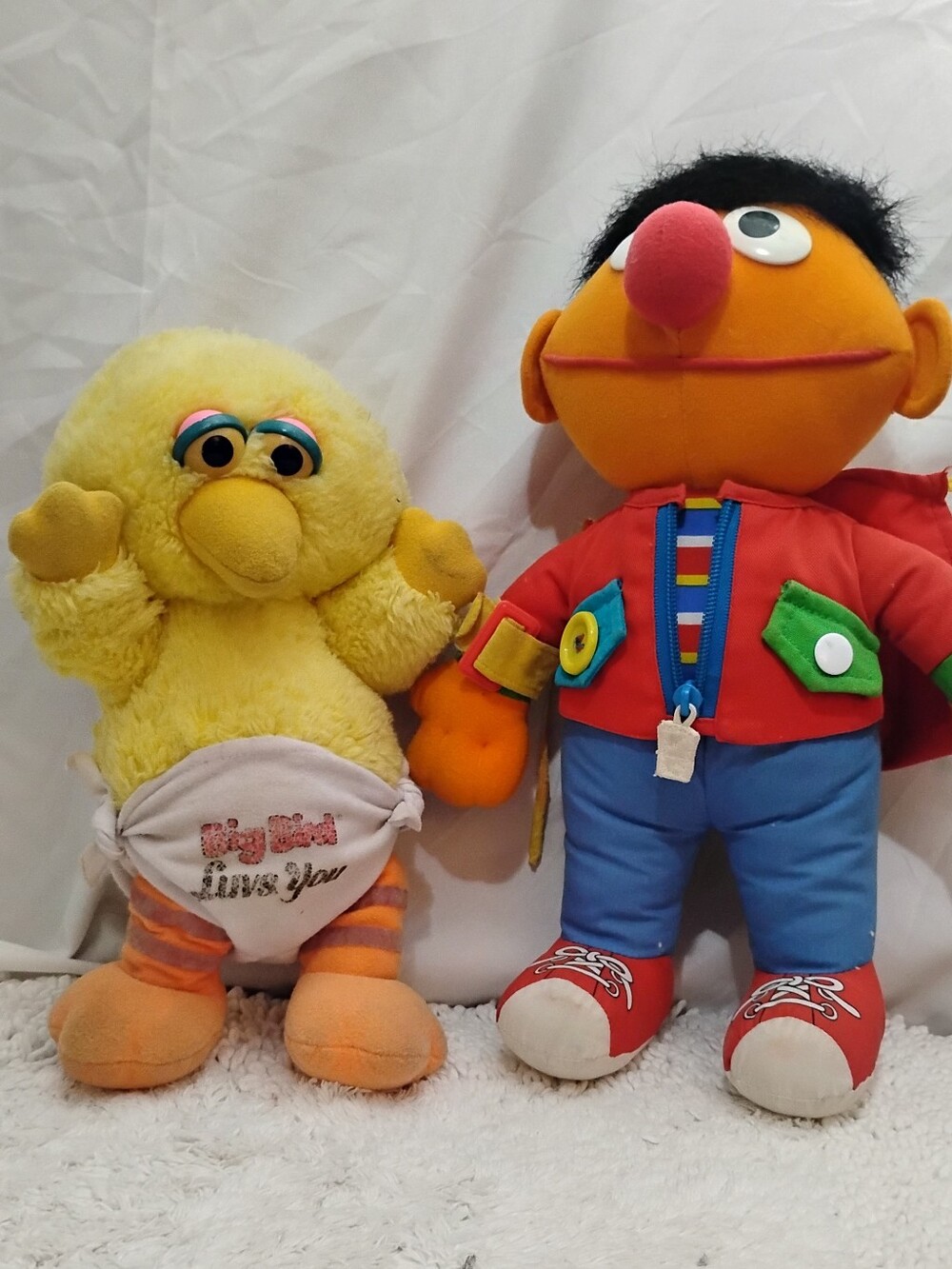 Sesame Street Ernie & Big Bird Plush Stuffed Animals Lot of 2 Small 6-14 in
